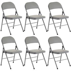 6pcs Elegant Foldable Iron & PVC Chairs For Convention & Exhibition Gray