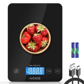 KOIOS Food Scale, 33lb/15kg Digital Kitchen Scale Grams And Ounces For Cooking Baking, 1g/0.1oz Precise Graduation, Type-C Charging, Tare Function, AA