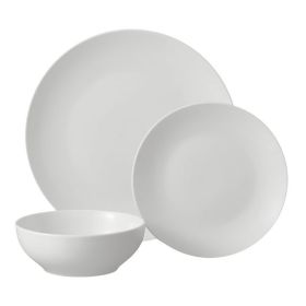 12-Piece White Stoneware Dinnerware Set â€“ Glazed Finish, Service for 4, Dishwasher & Microwave Safe