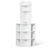 64" Tall Corner Storage Cabinet, 6 Tiers Wooden Storage Cabinet with USB Ports and Outlets & Adjustable Shelves
