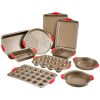Baking Pans Set, 10-Piece, Nonstick Carbon Steel Cookware Sheets & Trays, Stackable Kitchen Oven Bakeware Cooking Sets with Silicone Handles