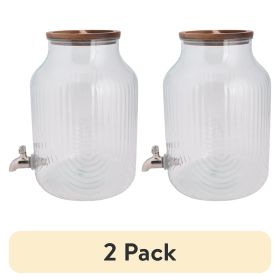 (2 pack)Plastic 2 gal Double Wall Beverage Dispenser