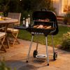 Charcoal barbecue grill, backyard picnic cookware, black