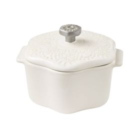Stoneware 2 Cup Snowflake Cocotte with Lid, White