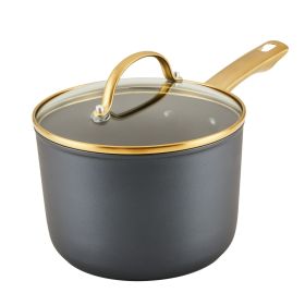 Forged Induction 3 Quart Ceramic Nonstick Saucepan with Lid, Dishwasher Safe and Oven Safe to 500Â°F, Black