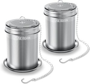 2 Pack Tea Infuser, Extra Fine Mesh Tea Infusers for Loose Tea, 18/8 Stainless Steel Tea Strainer with Extended Chain Hook, Tea Steeper for Brew Tea