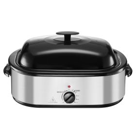 Roaster Oven, 20QT Electric Roasting Pan, 150-450 F Adjustable Temperature Fast-Cooking Turkey Roaster, Turkey Oven with Self-Basting Lid