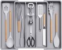 Utensil Organizer for Kitchen Drawers, Expandable Cooking Utensil Tray, Adjustable Cutlery Silverware Flatware Holder