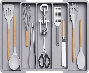 Utensil Organizer for Kitchen Drawers, Expandable Cooking Utensil Tray, Adjustable Cutlery Silverware Flatware Holder