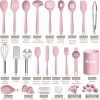 Silicone Cooking Kitchen Utensil Set, 43 Pcs Pink Cooking Utensils Set, Turner, Tongs, Spoon, Spatula, Kitchen Gadgets Tools Set For Nonstick Cookware