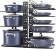 Pots and Pans Organizer under Cabinet 14.55 Height, Adjustable 8-Tier Pot Organizers inside Cabinet