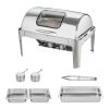 Roll Top Chafing Dish Buffet Set, 9 Qt, Stainless Steel Chafer with 2 Half Size Pans