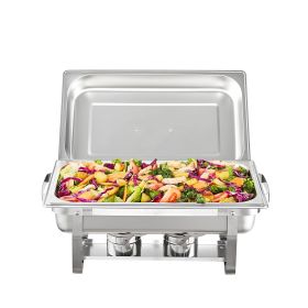 Chafing Dish Buffet Set, 8 Qt 6 Pack, Stainless Chafer with 6 Full Size Pans