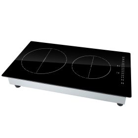 Electric Cooktop, 2 Burners, 12'' Induction Stove Top, Built-in Magnetic Cooktop 3000W, 9 Heating Level Multifunctional Burner