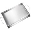Stove Top Griddle, 23.5"x16" Pre-Seasoned Stainless Steel Griddle, Rectangular Double Burner Griddle Pan