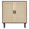 Rattan Cabinet, Rattan Storage Cabinet with 2 Magnetic Doors and Adjustable Shelves, Sideboard Buffet Cabinet for Hallway, Entryway, Living Room