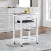 Mobile Rolling Kitchen Island Trolley Serving Cart with Underneath Drawer & Slide-Out Wire Storage Basket