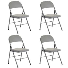 4pcs Elegant Foldable Iron & PVC Chairs For Convention & Exhibition Gray