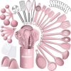 Silicone Cooking Kitchen Utensil Set, 43 Pcs Pink Cooking Utensils Set, Turner, Tongs, Spoon, Spatula, Kitchen Gadgets Tools Set For Nonstick Cookware