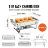 Chafing Dish Buffet Set, 8 Qt 6 Pack, Stainless Chafer with 6 Full Size Pans