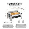 Roll Top Chafing Dish Buffet Set, 9 Qt, Stainless Steel Chafer with 2 Half Size Pans