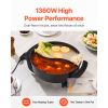 Electric Hot Pot, 1360W 5 L Double-flavor Shabu Shabu Pot, Non-Stick Electric Cooker with Divider, Clear Glass Lid, Temperature control