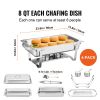 Chafing Dish Buffet Set, 8 Qt 4 Pack, Stainless Chafer with 4 Full Size Pans