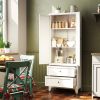 72 Inch White Pantry Cabinet with 2 Drawers, Freestanding Kitchen Storage Cabinet with Adjustable Shelves, Heavy-Duty Organizer for Spices, Dishware