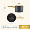 Forged Induction 3 Quart Ceramic Nonstick Saucepan with Lid, Dishwasher Safe and Oven Safe to 500Â°F, Black