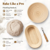 9-inch round and 10-inch oval bread proofing baskets with linings - Natural rattan proofing set with marking tools and linen lining