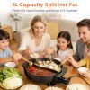 Dual-Flavor Electric Hot Pot 6L with Divider, 5 Temperature Control Non-Stick Shabu Shabu Pot