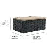 Resin Basket with Woven Design and Natural Wood Lid