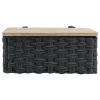 Resin Basket with Woven Design and Natural Wood Lid