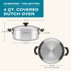 SureSteel 4 Quart Brushed Stainless Steel Dutch Oven / Stockpot with Glass Lid, Induction Compatible, Dishwasher Safe, Metal Utensil Safe