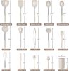 Silicone Cooking Utensils Set of 15, Kitchen Utensils Set with Holder for Nonstick Cookware, 446Â°F Heat Resistant Stainless Steel Handle - Khaki