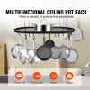 Hanging Pot Rack, 32 inch Hanging Pot Rack Ceiling Mount, Ceiling Pot Rack with 12 S Hooks, 80 lbs Loading Weight, Ideal for Home, Restaurant