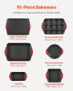 Baking Pans Set, 6-Piece, Nonstick Carbon Steel Cookware Sheets & Trays, Stackable Kitchen Oven Bakeware Cooking Sets with Silicone Handles