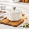 Stoneware 2 Cup Snowflake Cocotte with Lid, White